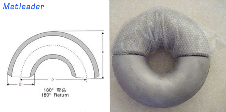 180 degree steel pipe elbow drawing